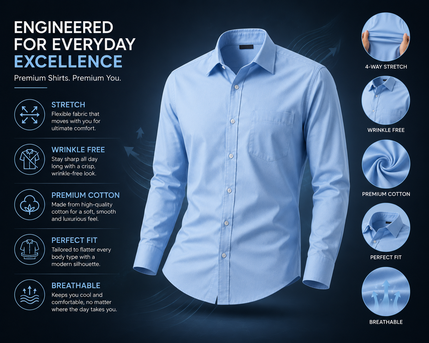 Sky Blue Stretch Premium Shirt